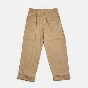 Wilfred Linen Trousers Cropped High Waist Pleated Relaxed Fit Camel  sz 4